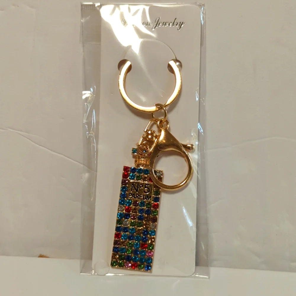 No 5 Parfum Jeweled key Chain Bag Charm